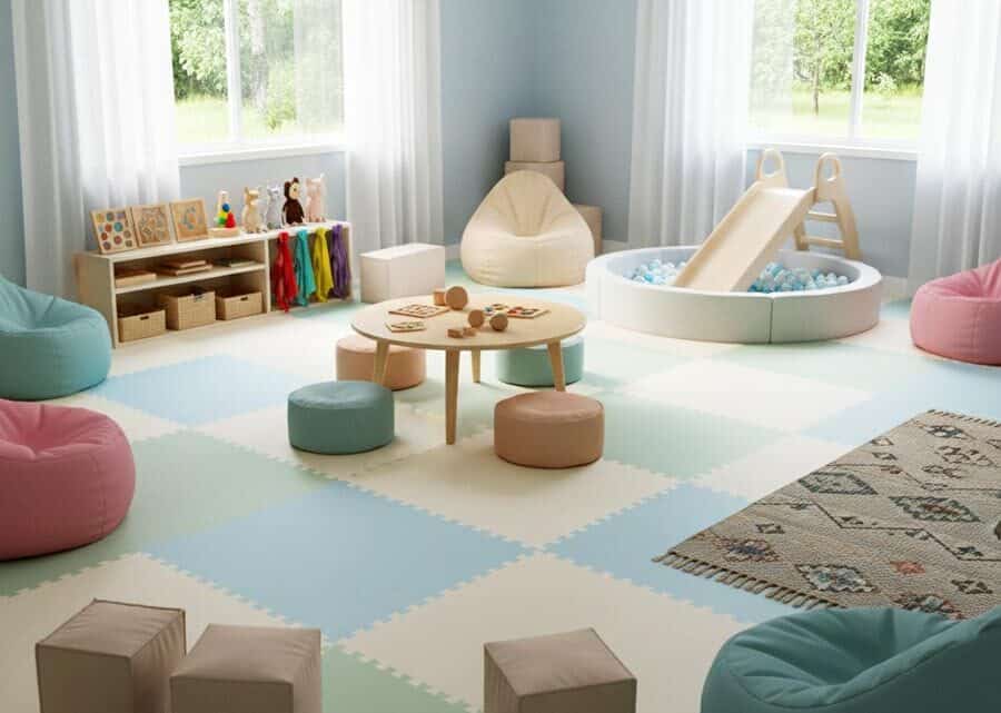 Çocuklar için güvenli ve interaktif terapi odası.